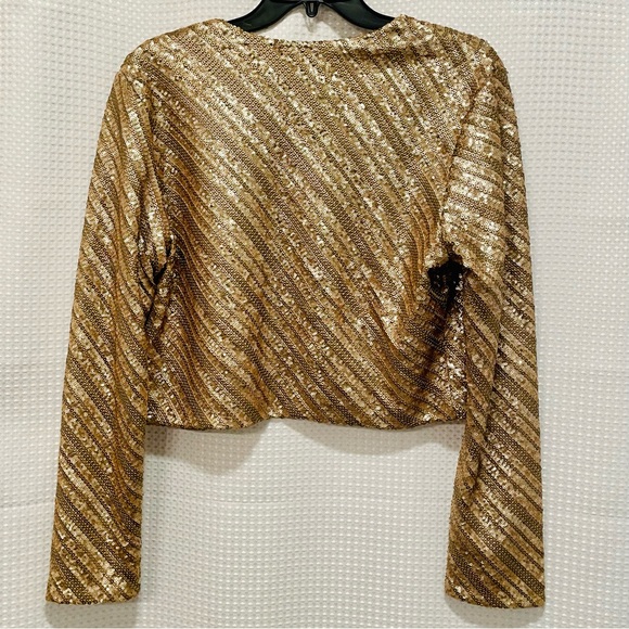 Saffron Gold Sequin Cropped Blazer - Picture 3 of 6